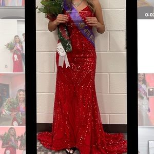 red prom dress . size 2. only worn twice .